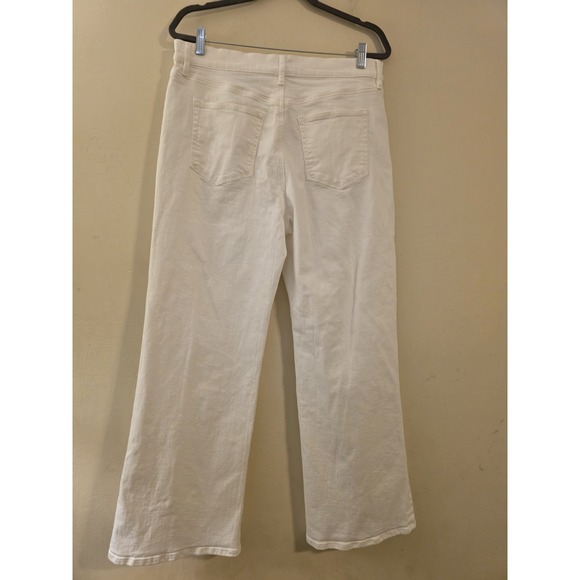 Loft Outlet Women's Size‎ 12 White Cotton Stretch Denim High-Rise Wide-Leg Jeans - Picture 3 of 8